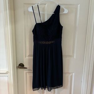 Adrianna Papell cocktail One-Shoulder Navy Dress